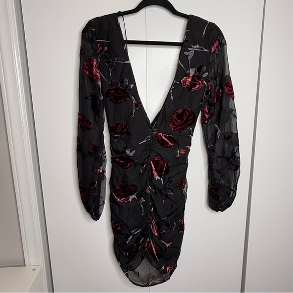 Majorelle- Ava Deep V Dress in Black Floral - XS NWT - Picture 9 of 13